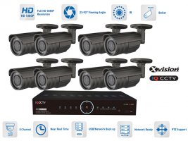 Sistema AHD de segurança - câmera bullet 8x 1080P + 40m IR e DVR