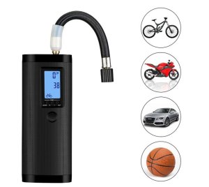 Elektrická smart pumpa na auto a bicykel – prenosný mini kompresor 120 PSI + powerbanka + LED baterka