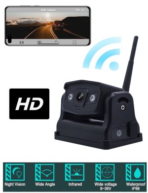 Telecamera di retromarcia Wi-Fi con batteria 9600mAh con HD con attacco magnetico + 2x LED IR + IP68