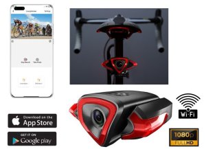 Zadná kamera na bicykel FULL HD + WiFi priamy prenos do smartfónu (iOS / Android) + LED signalizácia