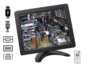 CCTV LCD monitor 8" s BNC, HDMI, VGA, AV, USB + reproduktory a dálkové ovládání