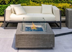 Plynový krb na bombu (propan butan/propan) exterierový prenosný - OLYMP 91x91cm šedý